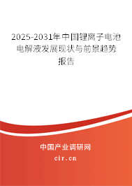 2025-2031年中國鋰離子電池電解液發(fā)展現(xiàn)狀與前景趨勢報告