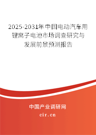2025-2031年中國電動(dòng)汽車用鋰離子電池市場(chǎng)調(diào)查研究與發(fā)展前景預(yù)測(cè)報(bào)告