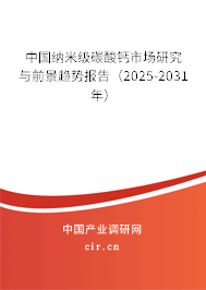 中國納米級碳酸鈣市場研究與前景趨勢報告（2025-2031年）