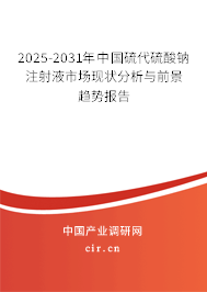 2025-2031年中國(guó)硫代硫酸鈉注射液市場(chǎng)現(xiàn)狀分析與前景趨勢(shì)報(bào)告 2025-2031年中國(guó)硫代硫酸鈉注射液市場(chǎng)現(xiàn)狀分析與前景趨勢(shì)報(bào)告