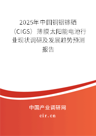 2025年中國銅銦鎵硒(CIGS)薄膜太陽能電池行業(yè)現(xiàn)狀調(diào)研及發(fā)展趨勢預(yù)測報告 2025年中國銅銦鎵硒(CIGS)薄膜太陽能電池行業(yè)現(xiàn)狀調(diào)研及發(fā)展趨勢預(yù)測報告