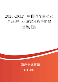 2025-2031年中國汽車主動安全系統(tǒng)行業(yè)研究分析與前景趨勢報告 2025-2031年中國汽車主動安全系統(tǒng)行業(yè)研究分析與前景趨勢報告