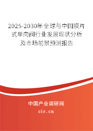 2025-2030年全球與中國膜片式單向閥行業(yè)發(fā)展現(xiàn)狀分析及市場前景預(yù)測報告