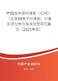 中國羧甲基纖維素(CMC)(含聚陰離子纖維素)行業(yè)現(xiàn)狀分析與發(fā)展前景研究報告(2025年版) 中國羧甲基纖維素(CMC)(含聚陰離子纖維素)行業(yè)現(xiàn)狀分析與發(fā)展前景研究報告(2025年版)