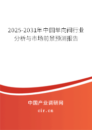 2025-2031年中國單向閥行業(yè)分析與市場(chǎng)前景預(yù)測(cè)報(bào)告