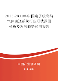 2025-2031年中國電子級高純氣體輸送系統(tǒng)行業(yè)現(xiàn)狀調研分析及發(fā)展趨勢預測報告 2025-2031年中國電子級高純氣體輸送系統(tǒng)行業(yè)現(xiàn)狀調研分析及發(fā)展趨勢預測報告