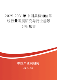 2025-2031年中國集群通信系統(tǒng)行業(yè)發(fā)展研究與行業(yè)前景分析報告