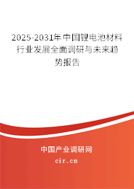 2025-2031年中國鋰電池材料行業(yè)發(fā)展全面調(diào)研與未來趨勢報告 2025-2031年中國鋰電池材料行業(yè)發(fā)展全面調(diào)研與未來趨勢報告