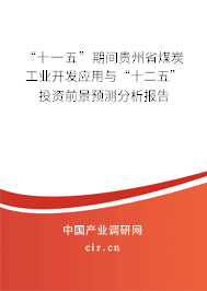 “十一五”期間貴州省煤炭工業(yè)開發(fā)應用與“十二五”投資前景預測分析報告 “十一五”期間貴州省煤炭工業(yè)開發(fā)應用與“十二五”投資前景預測分析報告