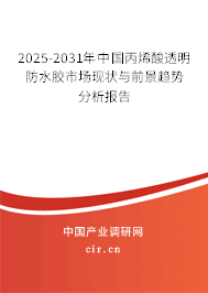 2025-2031年中國丙烯酸透明防水膠市場現(xiàn)狀與前景趨勢分析報(bào)告