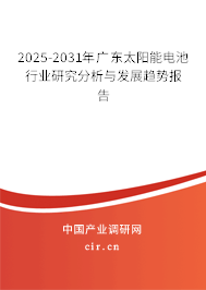 2025-2031年廣東太陽能電池行業(yè)研究分析與發(fā)展趨勢報告 2025-2031年廣東太陽能電池行業(yè)研究分析與發(fā)展趨勢報告