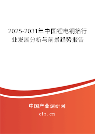 2025-2031年中國鋰電銅箔行業(yè)發(fā)展分析與前景趨勢報告 2025-2031年中國鋰電銅箔行業(yè)發(fā)展分析與前景趨勢報告