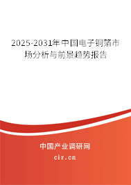 2025-2031年中國電子銅箔市場分析與前景趨勢報告 2025-2031年中國電子銅箔市場分析與前景趨勢報告
