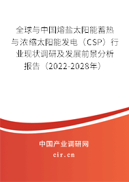 全球與中國熔鹽太陽能蓄熱與濃縮太陽能發(fā)電（CSP）行業(yè)現(xiàn)狀調(diào)研及發(fā)展前景分析報告（2022-2028年）