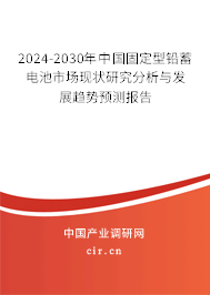 2024-2030年中國固定型鉛蓄電池市場(chǎng)現(xiàn)狀研究分析與發(fā)展趨勢(shì)預(yù)測(cè)報(bào)告 2024-2030年中國固定型鉛蓄電池市場(chǎng)現(xiàn)狀研究分析與發(fā)展趨勢(shì)預(yù)測(cè)報(bào)告