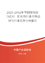 2025-2031年中國鎳鈷錳(NCM)氧化物行業(yè)市場調(diào)研與行業(yè)前景分析報告 2025-2031年中國鎳鈷錳(NCM)氧化物行業(yè)市場調(diào)研與行業(yè)前景分析報告