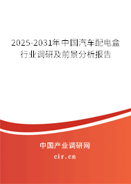 2025-2031年中國汽車配電盒行業(yè)調(diào)研及前景分析報告 2025-2031年中國汽車配電盒行業(yè)調(diào)研及前景分析報告
