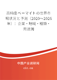 高純度ベーマイトの世界市場(chǎng)狀況と予測(cè)(2020~2026年):企業(yè)·地域·種類·用途別 高純度ベーマイトの世界市場(chǎng)狀況と予測(cè)(2020~2026年):企業(yè)·地域·種類·用途別