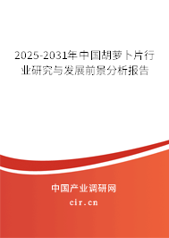 2025-2031年中國胡蘿卜片行業(yè)研究與發(fā)展前景分析報告 2025-2031年中國胡蘿卜片行業(yè)研究與發(fā)展前景分析報告