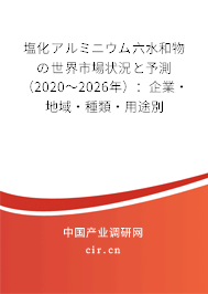 塩化アルミニウム六水和物の世界市場狀況と予測(2020~2026年):企業(yè)·地域·種類·用途別 塩化アルミニウム六水和物の世界市場狀況と予測(2020~2026年):企業(yè)·地域·種類·用途別