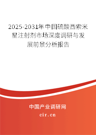 2025-2031年中國硫酸西索米星注射劑市場深度調(diào)研與發(fā)展前景分析報告 2025-2031年中國硫酸西索米星注射劑市場深度調(diào)研與發(fā)展前景分析報告