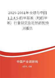 2025-2031年全球與中國1,2,4,5-四甲基苯(均四甲苯)行業(yè)研究及前景趨勢預(yù)測報告 2025-2031年全球與中國1,2,4,5-四甲基苯(均四甲苯)行業(yè)研究及前景趨勢預(yù)測報告