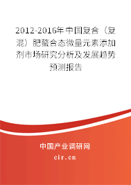 2012-2016年中國(guó)復(fù)合（復(fù)混）肥螯合態(tài)微量元素添加劑市場(chǎng)研究分析及發(fā)展趨勢(shì)預(yù)測(cè)報(bào)告