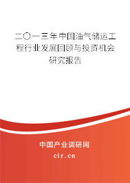 二〇一三年中國(guó)油氣儲(chǔ)運(yùn)工程行業(yè)發(fā)展回顧與投資機(jī)會(huì)研究報(bào)告