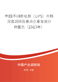 中國(guó)不間斷電源（UPS）市場(chǎng)深度調(diào)研及重點(diǎn)企業(yè)發(fā)展分析報(bào)告（2013年）