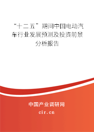 “十二五”期間中國電動汽車行業(yè)發(fā)展預(yù)測及投資前景分析報告