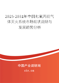 2025-2031年中國七氟丙烷氣體滅火系統(tǒng)市場現(xiàn)狀調(diào)研與發(fā)展趨勢分析 2025-2031年中國七氟丙烷氣體滅火系統(tǒng)市場現(xiàn)狀調(diào)研與發(fā)展趨勢分析