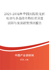 2025-2031年中國太陽能光伏電池與多晶硅市場現(xiàn)狀深度調(diào)研與發(fā)展趨勢預(yù)測報告 2025-2031年中國太陽能光伏電池與多晶硅市場現(xiàn)狀深度調(diào)研與發(fā)展趨勢預(yù)測報告