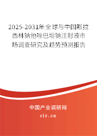 2025-2031年全球與中國(guó)哌拉西林鈉他唑巴坦鈉注射液市場(chǎng)調(diào)查研究及趨勢(shì)預(yù)測(cè)報(bào)告 2025-2031年全球與中國(guó)哌拉西林鈉他唑巴坦鈉注射液市場(chǎng)調(diào)查研究及趨勢(shì)預(yù)測(cè)報(bào)告