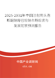 2025-2031年中國注射用頭孢哌酮鈉舒巴坦鈉市場現(xiàn)狀與發(fā)展前景預(yù)測報告