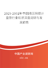 2025-2031年中國(guó)液壓隔膜計(jì)量泵行業(yè)現(xiàn)狀深度調(diào)研與發(fā)展趨勢(shì) 2025-2031年中國(guó)液壓隔膜計(jì)量泵行業(yè)現(xiàn)狀深度調(diào)研與發(fā)展趨勢(shì)