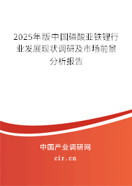 2025年版中國(guó)磷酸亞鐵鋰行業(yè)發(fā)展現(xiàn)狀調(diào)研及市場(chǎng)前景分析報(bào)告 2025年版中國(guó)磷酸亞鐵鋰行業(yè)發(fā)展現(xiàn)狀調(diào)研及市場(chǎng)前景分析報(bào)告