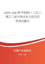 2009-2013年中國聚十二烷二酰乙二胺市場調(diào)查與投資前景預測報告