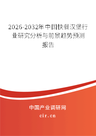 2026-2032年中國快餐漢堡行業(yè)研究分析與前景趨勢預(yù)測報告