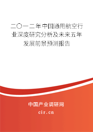 二〇一二年中國通用航空行業(yè)深度研究分析及未來五年發(fā)展前景預(yù)測報告