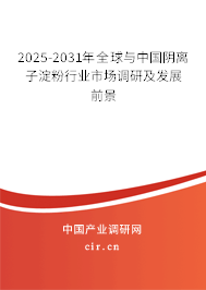 2025-2031年全球與中國陰離子淀粉行業(yè)市場調(diào)研及發(fā)展前景 2025-2031年全球與中國陰離子淀粉行業(yè)市場調(diào)研及發(fā)展前景