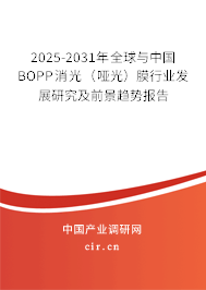 2025-2031年全球與中國BOPP消光（啞光）膜行業(yè)發(fā)展研究及前景趨勢報告