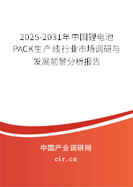 2025-2031年中國鋰電池PACK生產(chǎn)線行業(yè)市場調(diào)研與發(fā)展前景分析報告