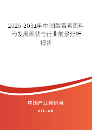 2025-2031年中國氯霉素原料藥發(fā)展現(xiàn)狀與行業(yè)前景分析報告