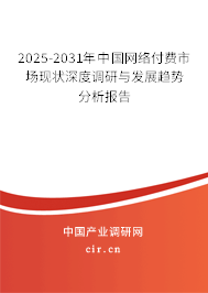 2025-2031年中國(guó)網(wǎng)絡(luò)付費(fèi)市場(chǎng)現(xiàn)狀深度調(diào)研與發(fā)展趨勢(shì)分析報(bào)告 2025-2031年中國(guó)網(wǎng)絡(luò)付費(fèi)市場(chǎng)現(xiàn)狀深度調(diào)研與發(fā)展趨勢(shì)分析報(bào)告