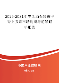 2025-2031年中國酒石酸去甲腎上腺素市場調研與前景趨勢報告