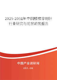 2025-2031年中國腰椎穿刺針行業(yè)研究與前景趨勢報告 2025-2031年中國腰椎穿刺針行業(yè)研究與前景趨勢報告