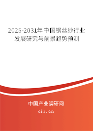 2025-2031年中國鋼絲紗行業(yè)發(fā)展研究與前景趨勢預測 2025-2031年中國鋼絲紗行業(yè)發(fā)展研究與前景趨勢預測