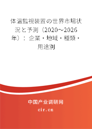 體溫監(jiān)視裝置の世界市場狀況と予測(2020~2026年):企業(yè)·地域·種類·用途別 體溫監(jiān)視裝置の世界市場狀況と予測(2020~2026年):企業(yè)·地域·種類·用途別