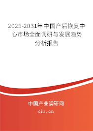 2025-2031年中國產后恢復中心市場全面調研與發(fā)展趨勢分析報告
