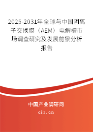 2025-2031年全球與中國陰離子交換膜(AEM)電解槽市場調查研究及發(fā)展前景分析報告 2025-2031年全球與中國陰離子交換膜(AEM)電解槽市場調查研究及發(fā)展前景分析報告